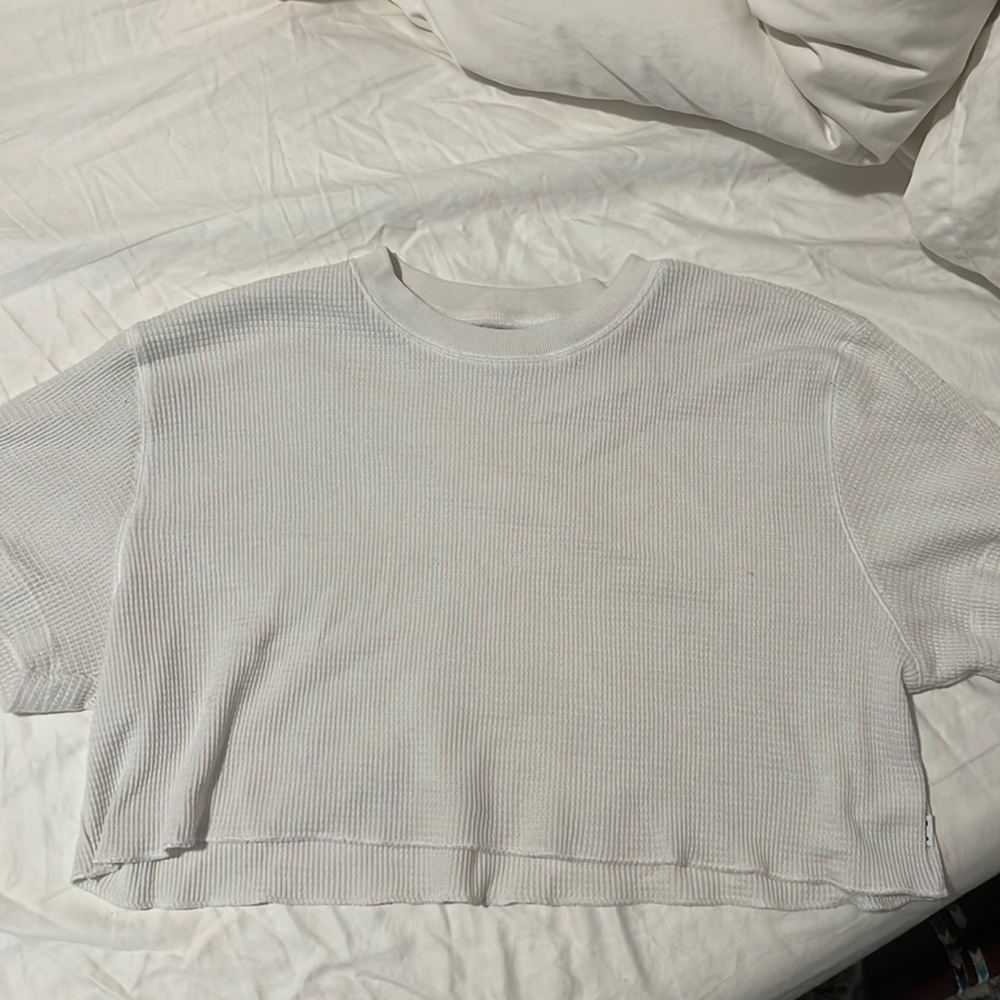 White TNA waffle crop top size small